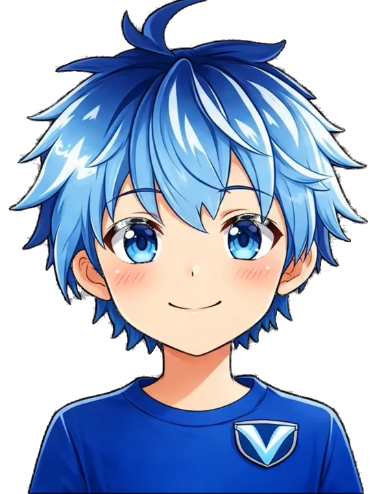 VYRNT — chibi character with spiky blue hair